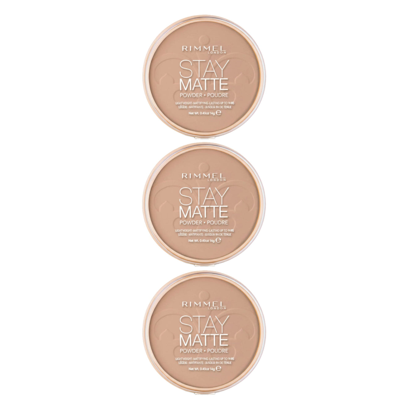 Rimmel Stay Matte Poudre Compacte 010 Warm Honey Lot de 3