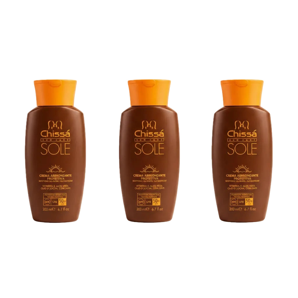Chissá Crema Abbronzante Protettiva SPF 50+ 200ml 3 Pezzi