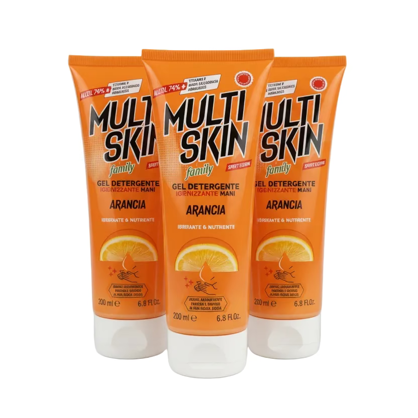Multiskin Family Gel Igienizzante Arancia 3 Pezzi