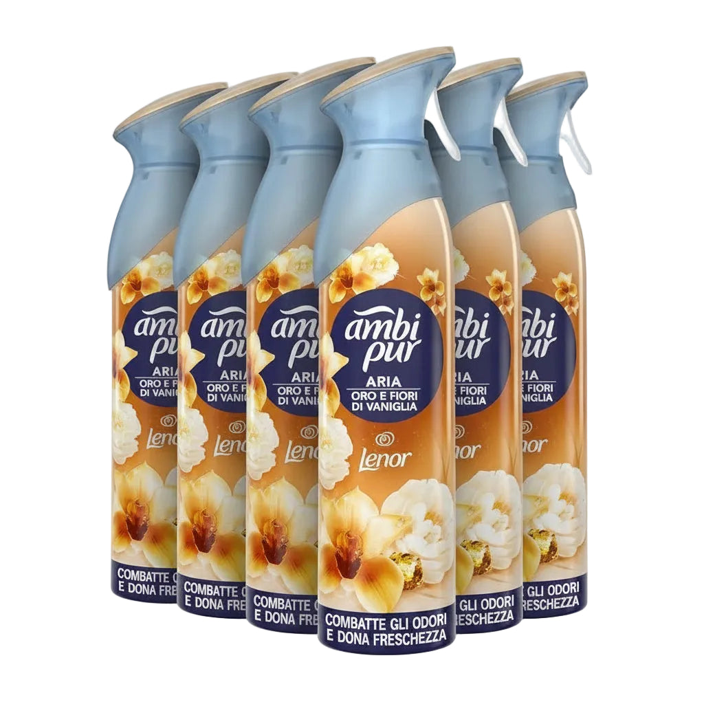Ambi Pur Deodorante Ambiente Spray Oro E Fiori Di Vaniglia 6 Pezzi