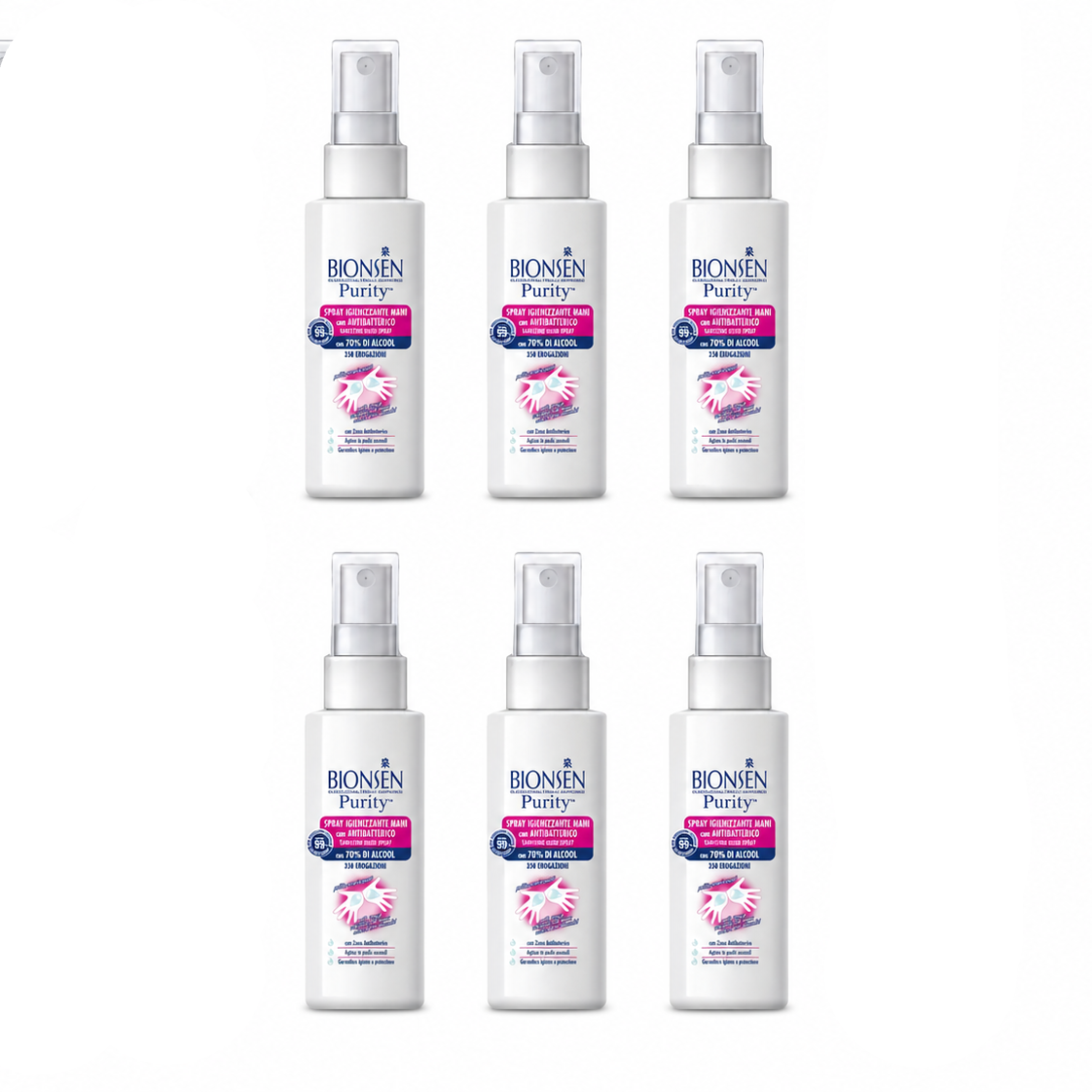 Bionsen Purity Spray Igienizzante Mani 80ml 6 Pezzi