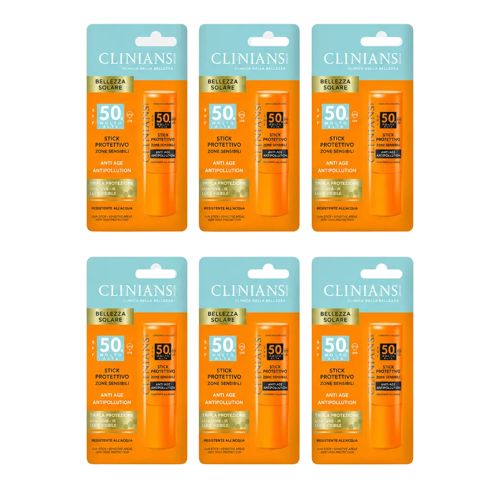 Clinians Stick Protettivo Zone Sensibili SPF50+ 12ml 6 Pezzi