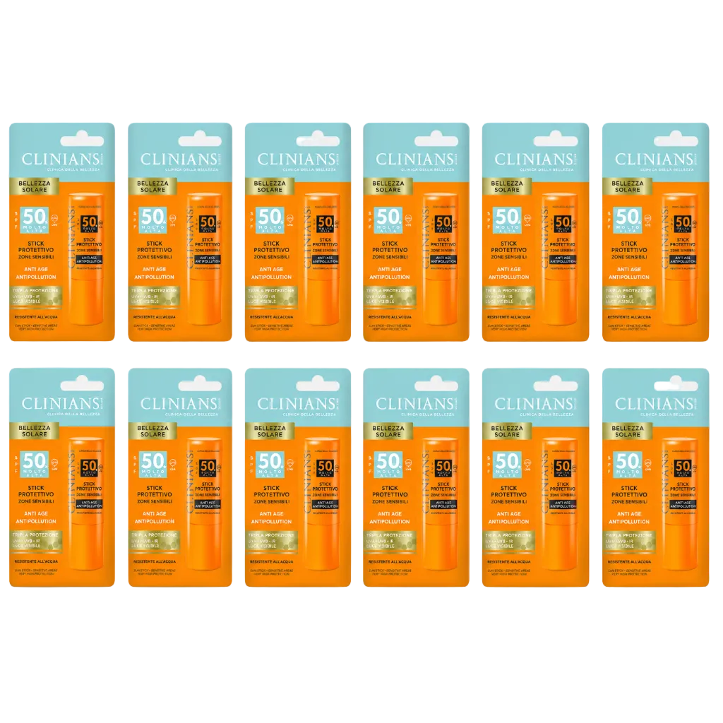 Clinians Stick Protettivo Zone Sensibili SPF50+ 12ml 12 Pezzi