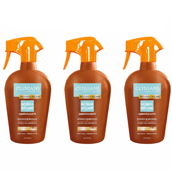Clinians Acqua Solare Abbronzante Energy&Bronze 450ml 3 Pezzi
