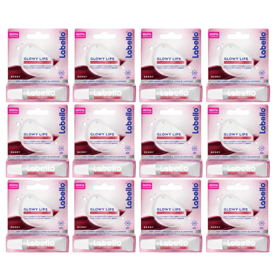 Labello Glowy Lips Berry SPF30 10ml 12 Pezzi