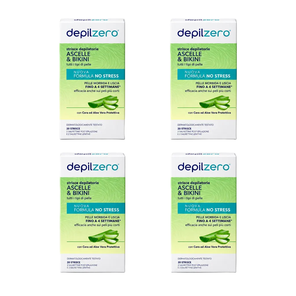 Depilzero Strisce Depilatorie Ascelle & Bikini 4 Conf Da 20pz